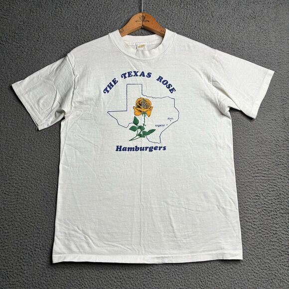 Vintage 80s Texas T-Shirt Mens Medium Yellow Rose Graphic Single Stitch USA Made - Picture 3 of 8